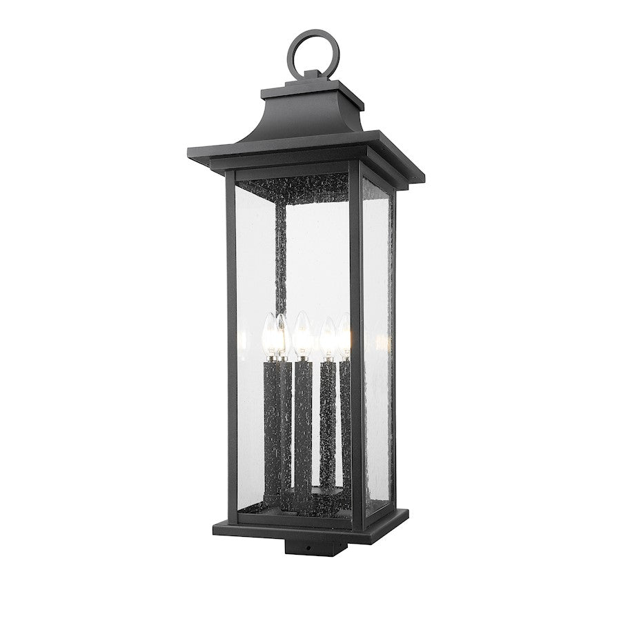 Z-Lite Tiberius 6 Light 12" Outdoor Post Mount/Square, Black/Seed - 5017PHXLS-BK