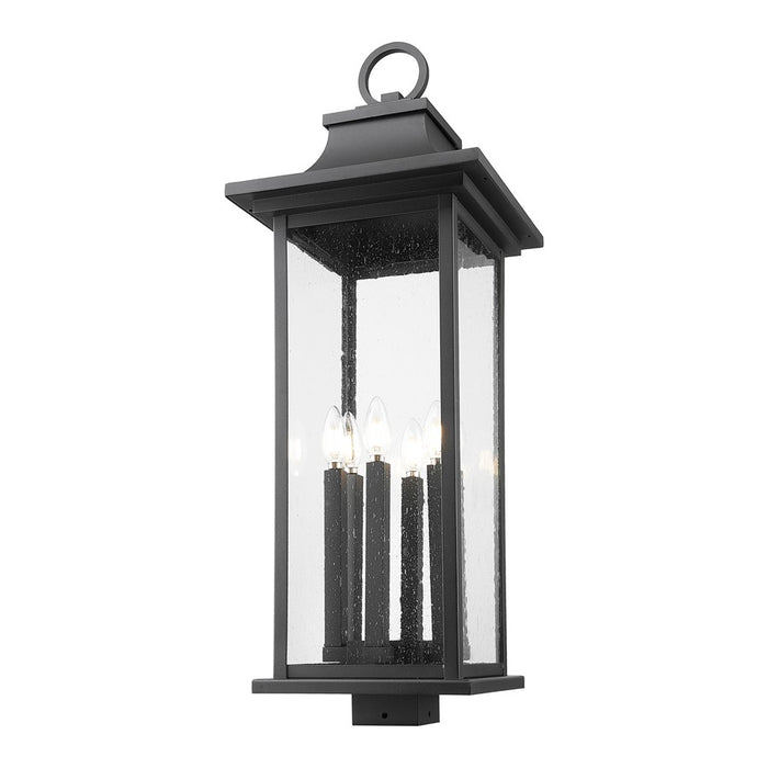 Z-Lite Tiberius 6 Light 12" Outdoor Post Mount/Square, Black/Seed