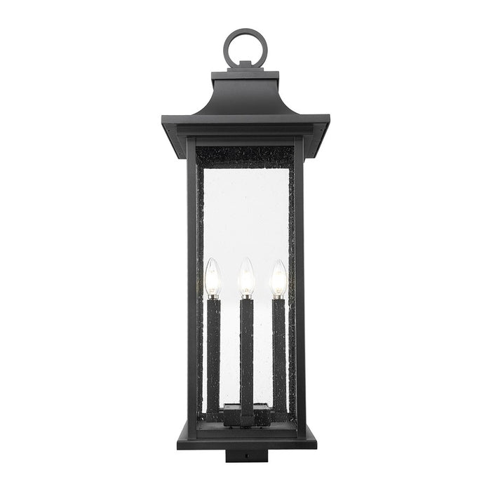 Z-Lite Tiberius 6 Light 12" Outdoor Post Mount/Square, Black/Seed