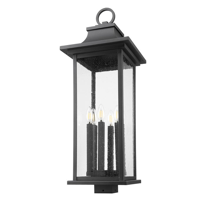 Z-Lite Tiberius 6 Light 12" Outdoor Post Mount/Square, Black/Seed