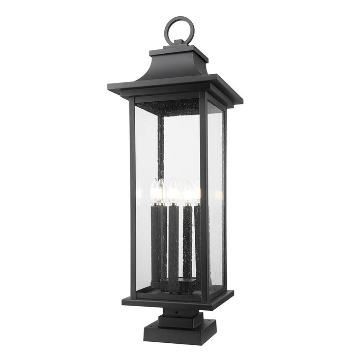 Z-Lite Tiberius 6Lt 12" Outdoor Pier/Square, Black/Seed - 5017PHXLS-SQPM-BK