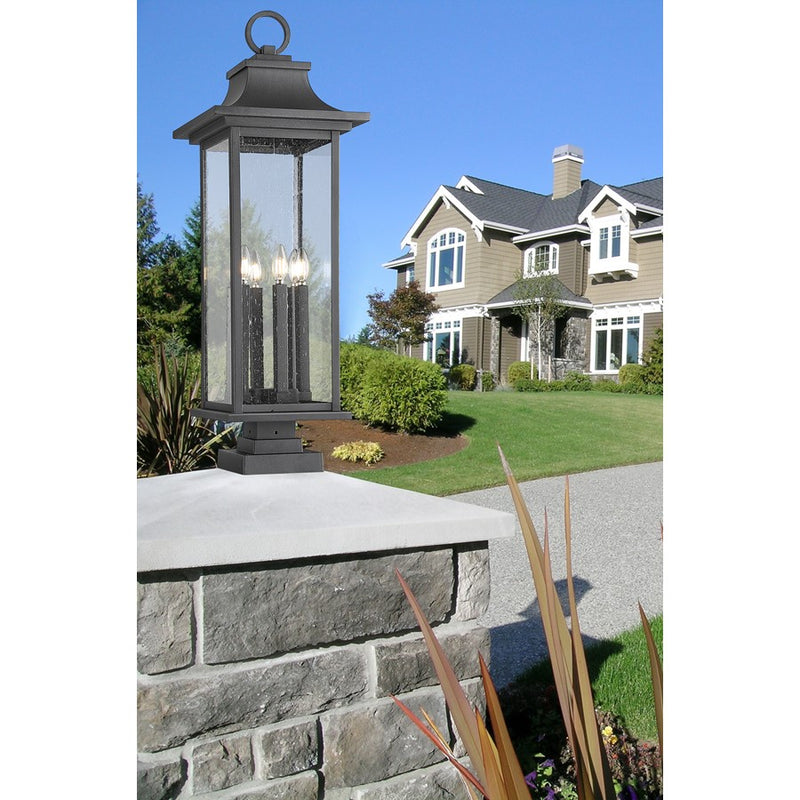 Z-Lite Tiberius 6Lt 12" Outdoor Pier/Square, Black/Seed