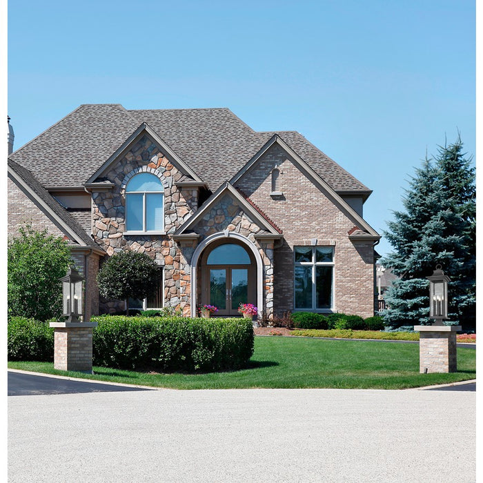 Z-Lite Tiberius 6Lt 12" Outdoor Pier/Square, Black/Seed