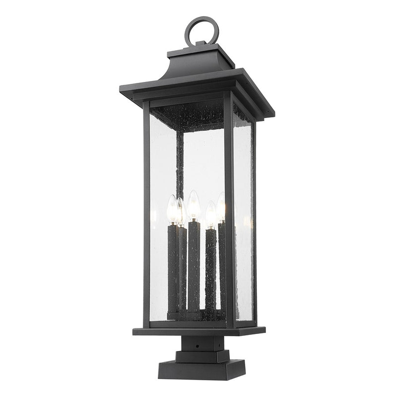 Z-Lite Tiberius 6Lt 12" Outdoor Pier/Square, Black/Seed