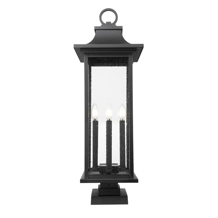 Z-Lite Tiberius 6Lt 12" Outdoor Pier/Square, Black/Seed