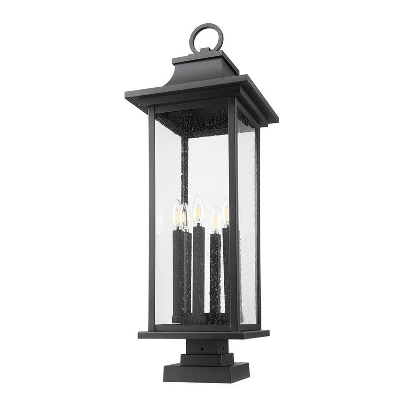 Z-Lite Tiberius 6Lt 12" Outdoor Pier/Square, Black/Seed