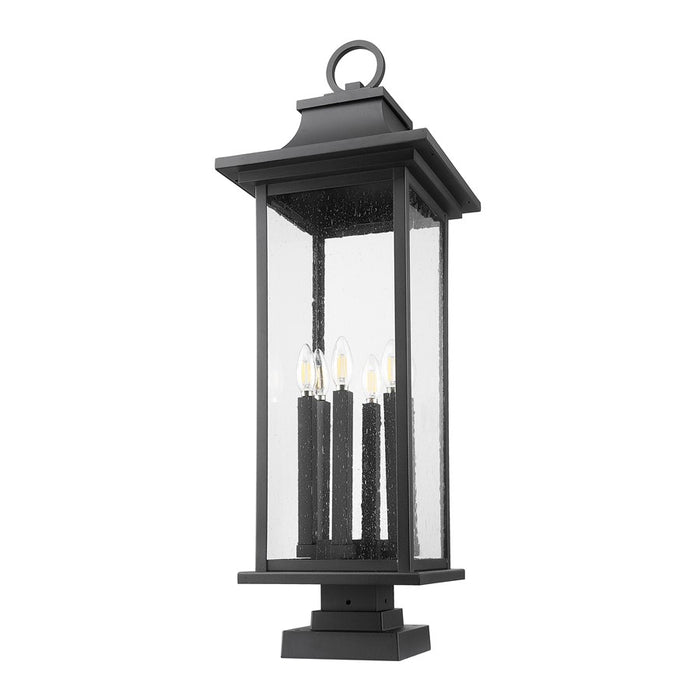 Z-Lite Tiberius 6Lt 12" Outdoor Pier/Square, Black/Seed