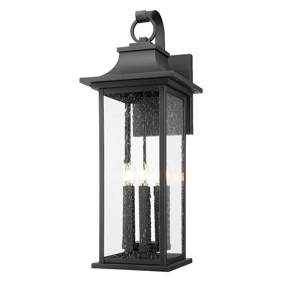 Z-Lite Tiberius 6 Light 13.5" Outdoor Wall Light, Black/Clear Seedy - 5017XL-BK
