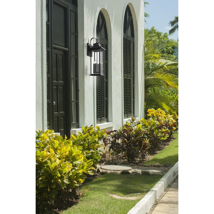 Z-Lite Tiberius 6 Light 13.5" Outdoor Wall Light, Black/Clear Seedy