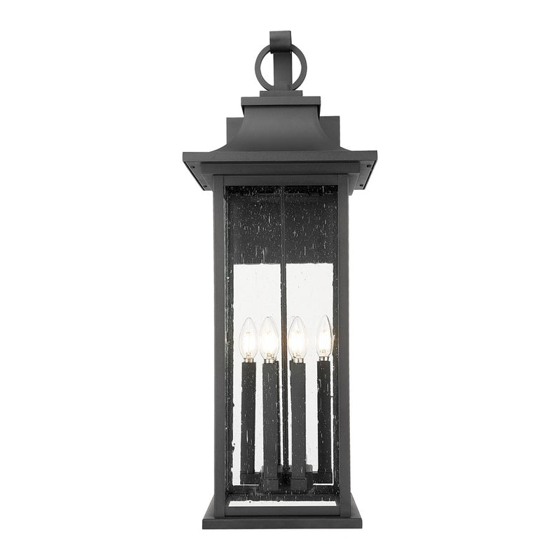 Z-Lite Tiberius 6 Light 13.5" Outdoor Wall Light, Black/Clear Seedy