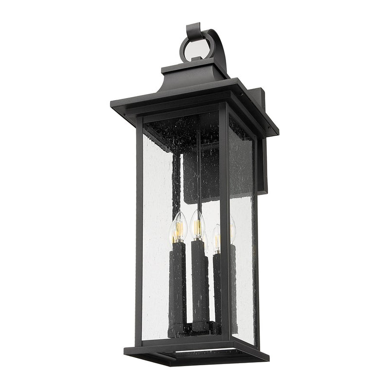 Z-Lite Tiberius 6 Light 13.5" Outdoor Wall Light, Black/Clear Seedy