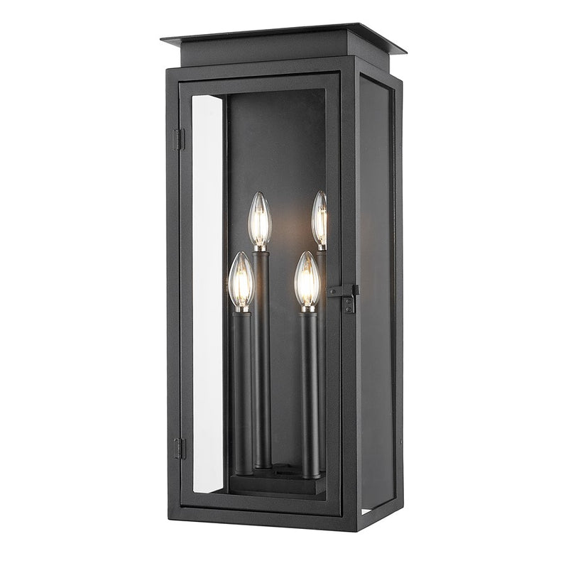 Z-Lite Nova 4 Light 8.25" Outdoor Wall Light, Black/Clear - 5018B-BK