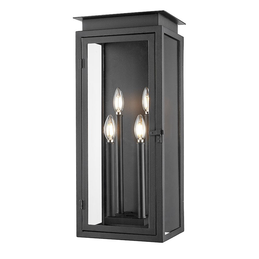 Z-Lite Nova 4 Light 8.25" Outdoor Wall Light, Black/Clear - 5018B-BK