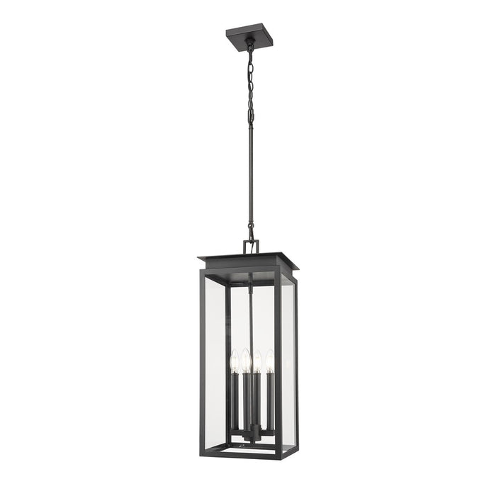 Z-Lite Nova 4Lt 10.5" Outdoor Chain Mount Ceiling, Black/Clear - 5018CHB-BK