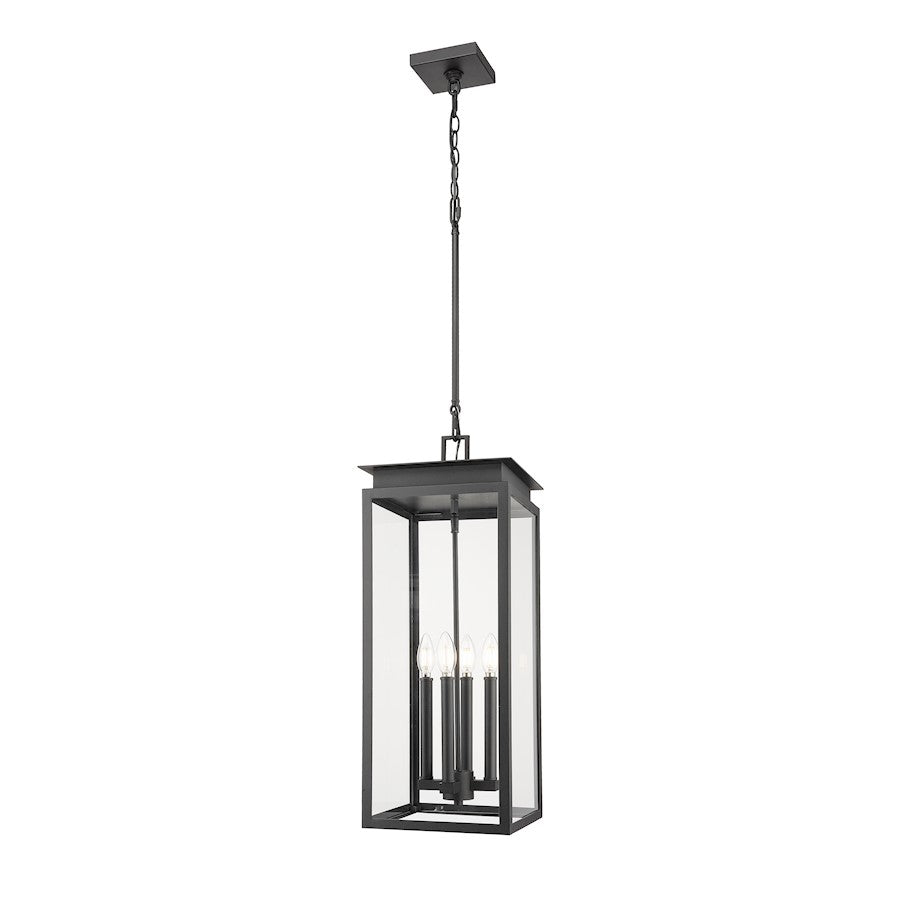 Z-Lite Nova 4 Light 10.5" Outdoor Chain Mount Ceiling, Black/Clear - 5018CHB-BK