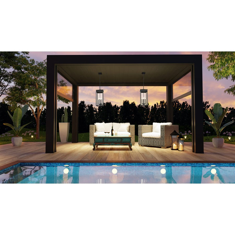Z-Lite Nova 4 Light 10.5" Outdoor Chain Mount Ceiling, Black/Clear