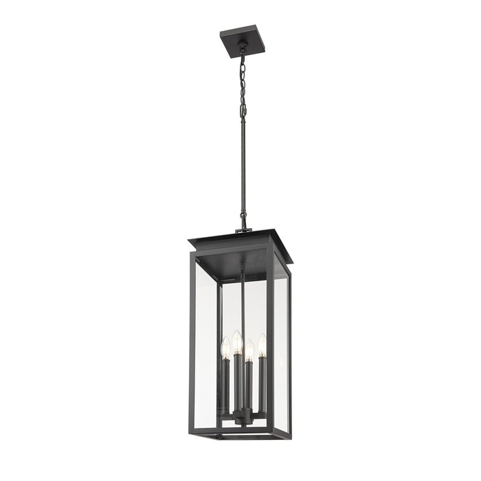 Z-Lite Nova 4 Light 10.5" Outdoor Chain Mount Ceiling, Black/Clear