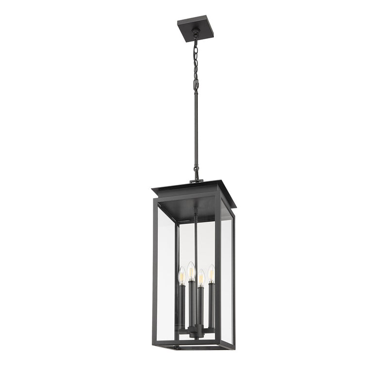 Z-Lite Nova 4Lt 10.5" Outdoor Chain Mount Ceiling, Black/Clear