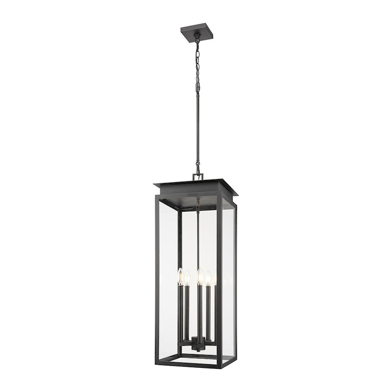 Z-Lite Nova 5 Light 12.5" Outdoor Chain Mount Ceiling, Black/Clear - 5018CHXL-BK