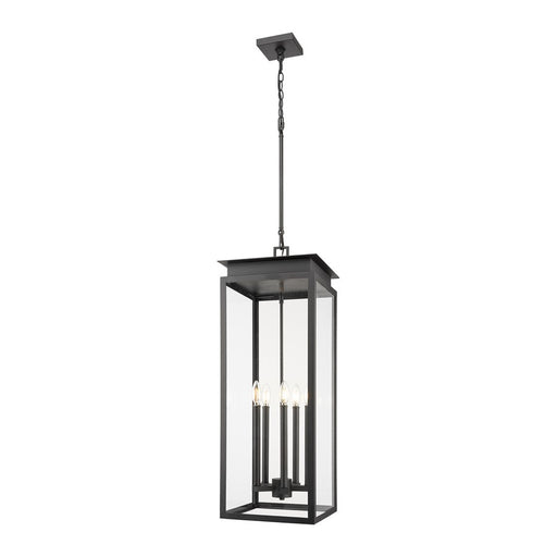 Z-Lite Nova 5Lt 12.5" Outdoor Chain Mount Ceiling, Black/Clear - 5018CHXL-BK