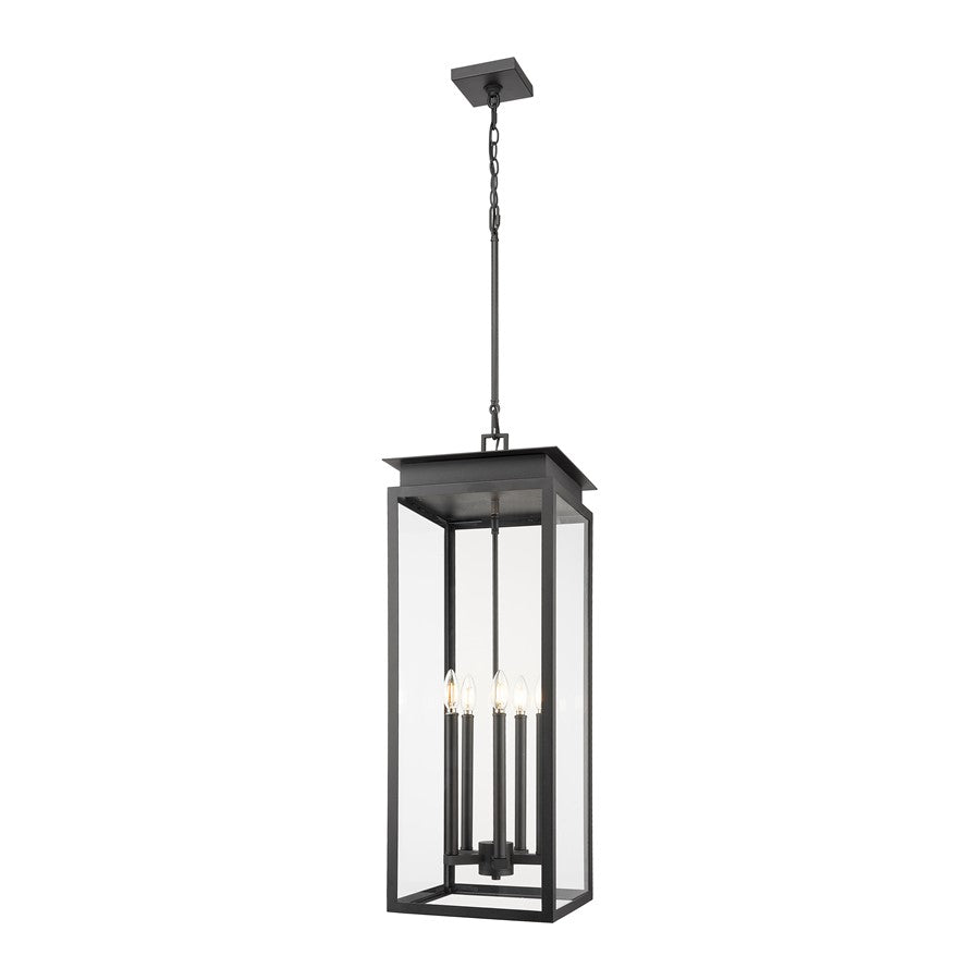 Z-Lite Nova 5Lt 12.5" Outdoor Chain Mount Ceiling, Black/Clear - 5018CHXL-BK