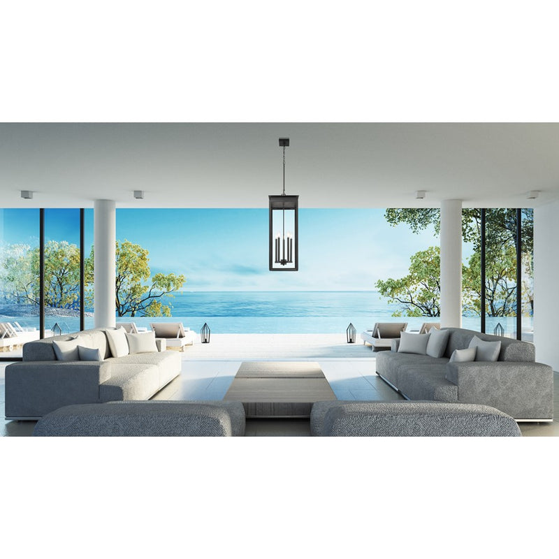 Z-Lite Nova 5Lt 12.5" Outdoor Chain Mount Ceiling, Black/Clear