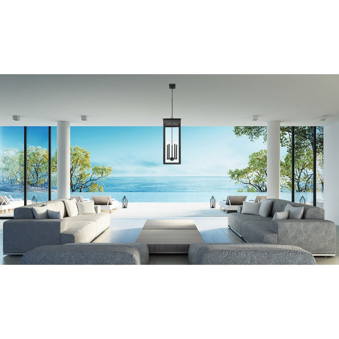 Z-Lite Nova 5 Light 12.5" Outdoor Chain Mount Ceiling, Black/Clear