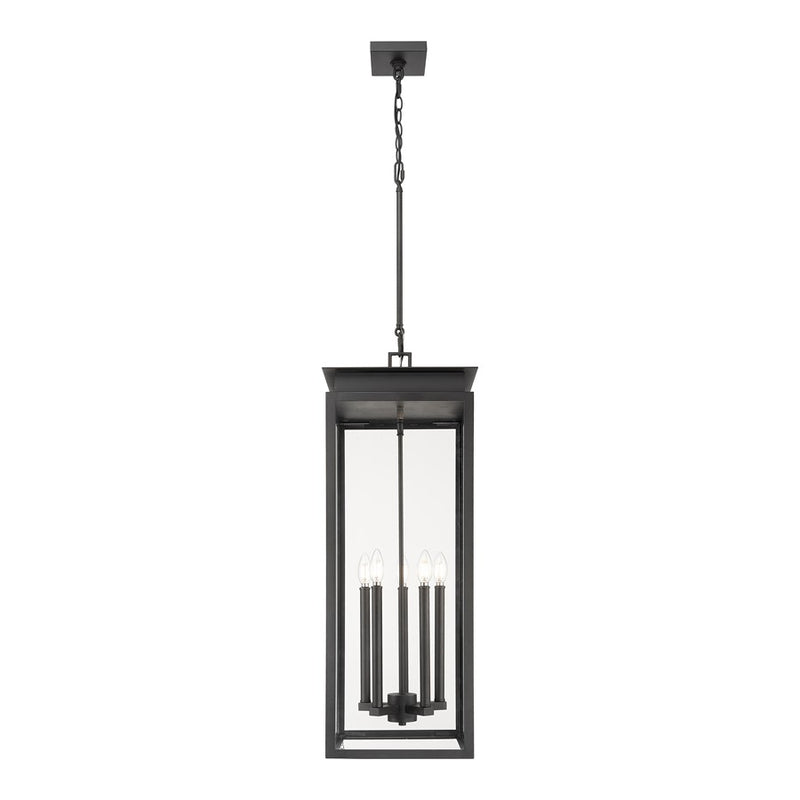 Z-Lite Nova 5 Light 12.5" Outdoor Chain Mount Ceiling, Black/Clear