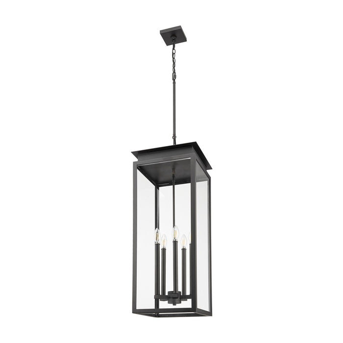 Z-Lite Nova 5 Light 12.5" Outdoor Chain Mount Ceiling, Black/Clear