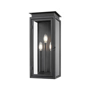 Z-Lite Nova 3 Light 8.25" Outdoor Wall Light, Black/Clear - 5018M-BK