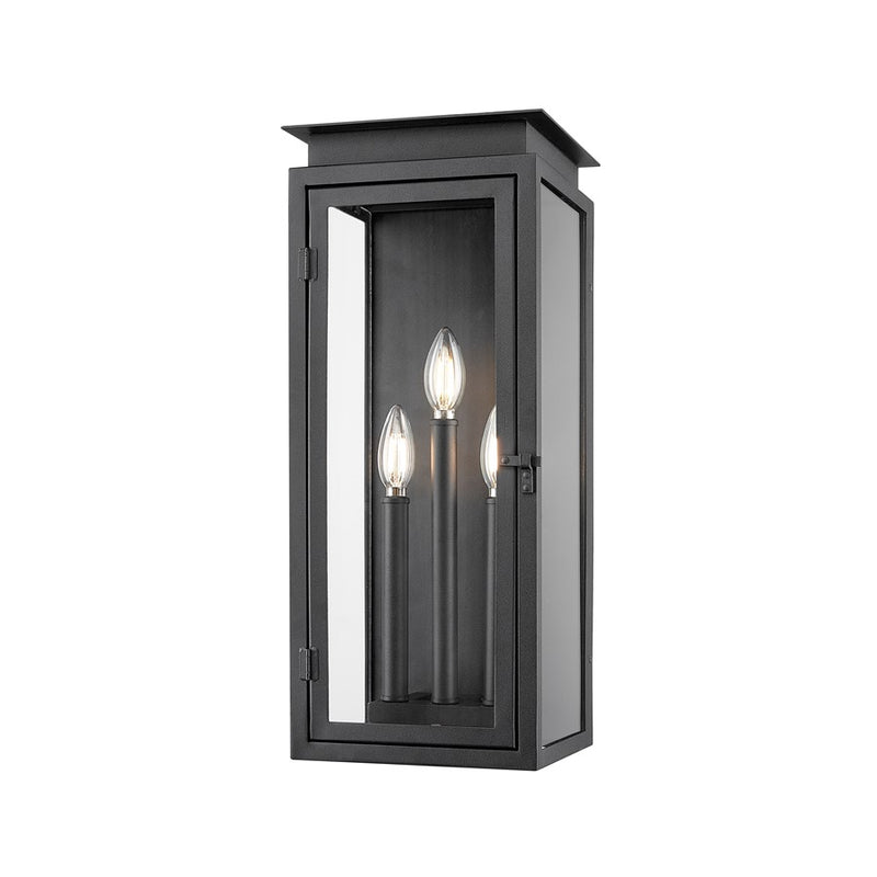 Z-Lite Nova 3 Light 8.25" Outdoor Wall Light, Black/Clear - 5018M-BK