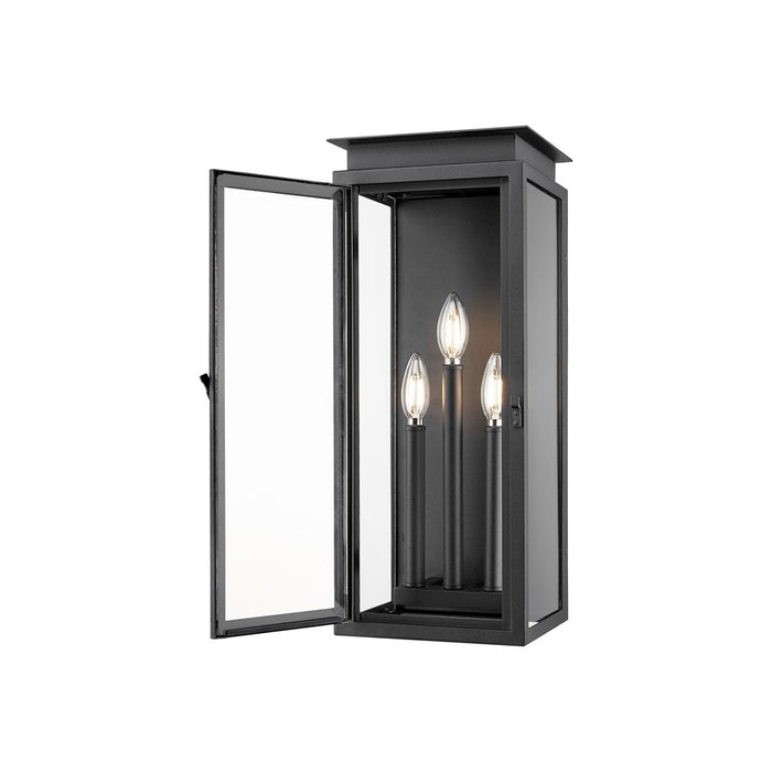 Z-Lite Nova 3 Light 8.25" Outdoor Wall Light, Black/Clear