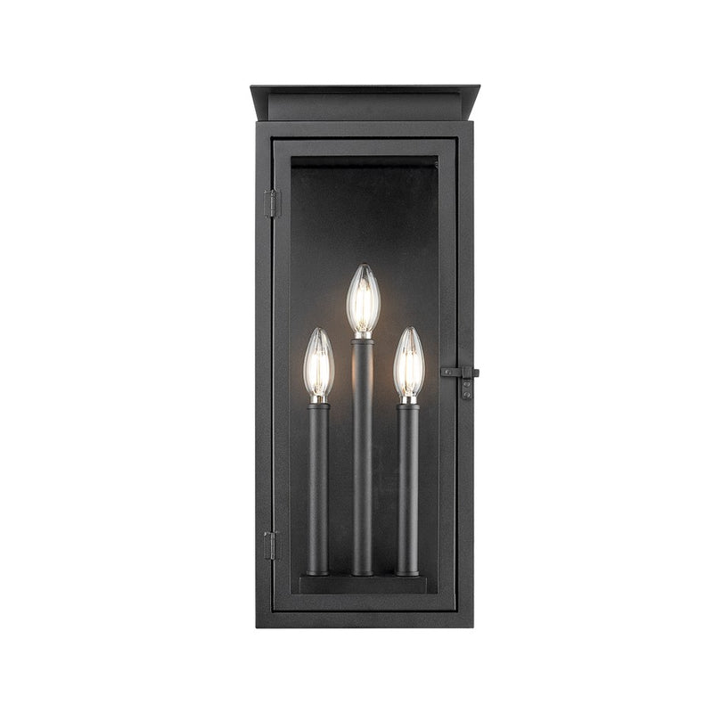 Z-Lite Nova 3 Light 8.25" Outdoor Wall Light, Black/Clear