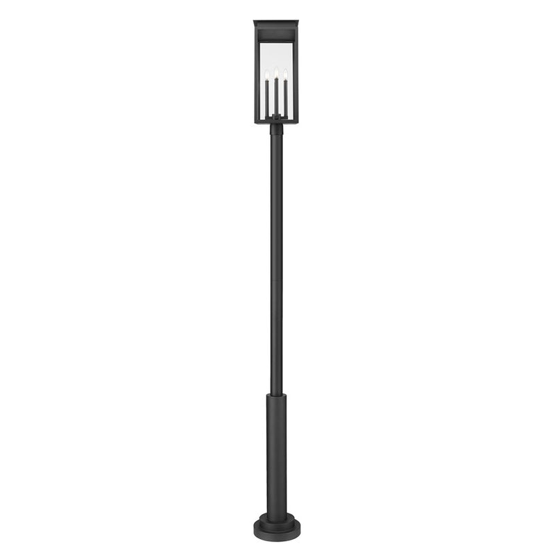 Z-Lite Nova 4 Light 12" Outdoor Post Mounted, Black/Clear