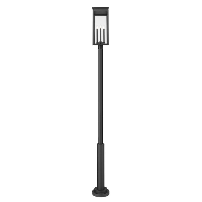 Z-Lite Nova 4 Light 12" Outdoor Post Mounted, Black/Clear