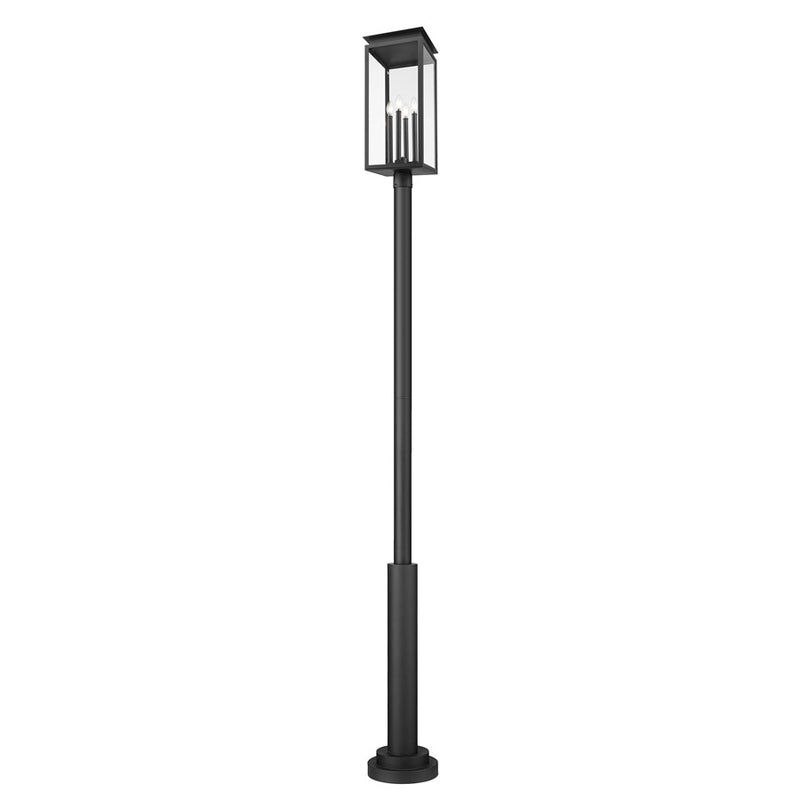 Z-Lite Nova 4Lt 12" Outdoor Post Mounted, Black/Clear