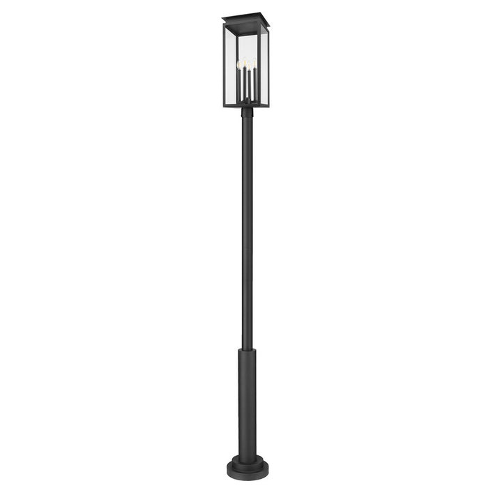 Z-Lite Nova 4 Light 12" Outdoor Post Mounted, Black/Clear