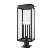 Z-Lite Nova 4Lt 10.5" Outdoor Pier Mount/Round, Black/Clear - 5018PHBR-533PM-BK