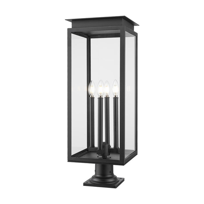 Z-Lite Nova 4Lt 10.5" Outdoor Pier Mount/Round, Black/Clear - 5018PHBR-533PM-BK