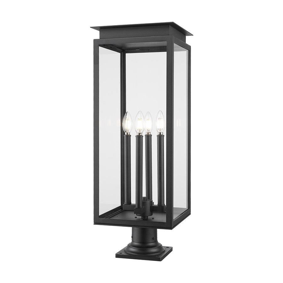 Z-Lite Nova 4Lt 10.5" Outdoor Pier Mount/Round, Black/Clear - 5018PHBR-533PM-BK