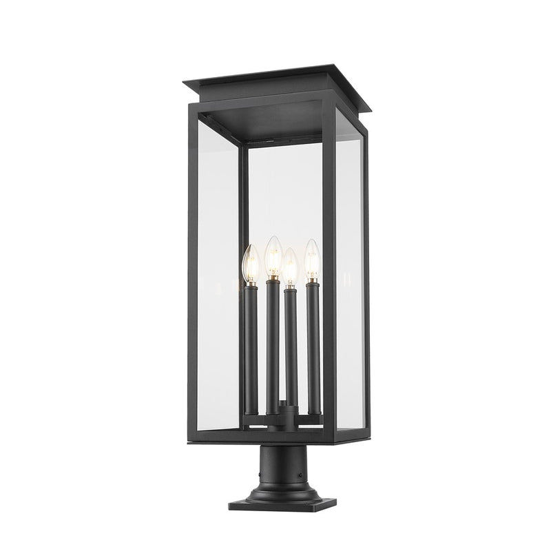 Z-Lite Nova 4Lt 10.5" Outdoor Pier Mount/Round, Black/Clear