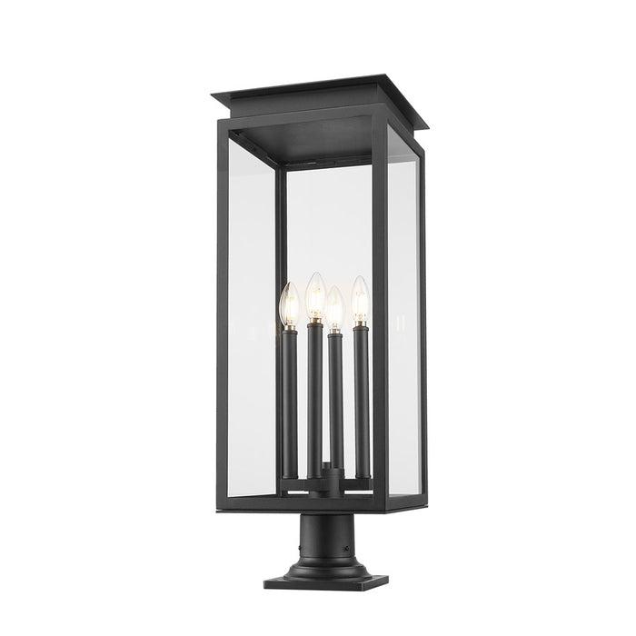 Z-Lite Nova 4Lt 10.5" Outdoor Pier Mount/Round, Black/Clear