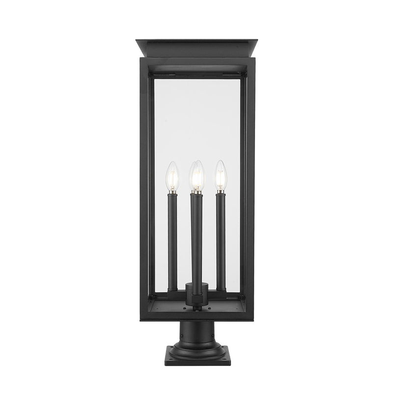 Z-Lite Nova 4Lt 10.5" Outdoor Pier Mount/Round, Black/Clear
