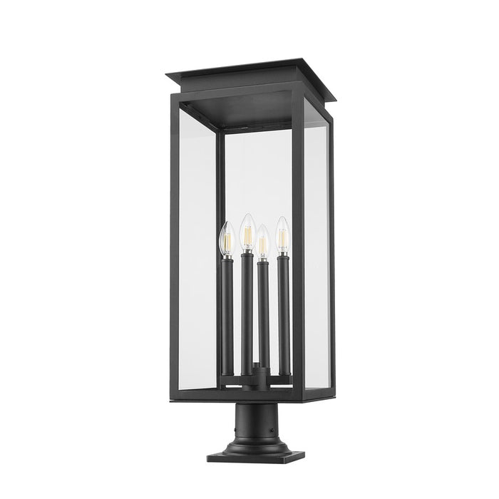 Z-Lite Nova 4Lt 10.5" Outdoor Pier Mount/Round, Black/Clear