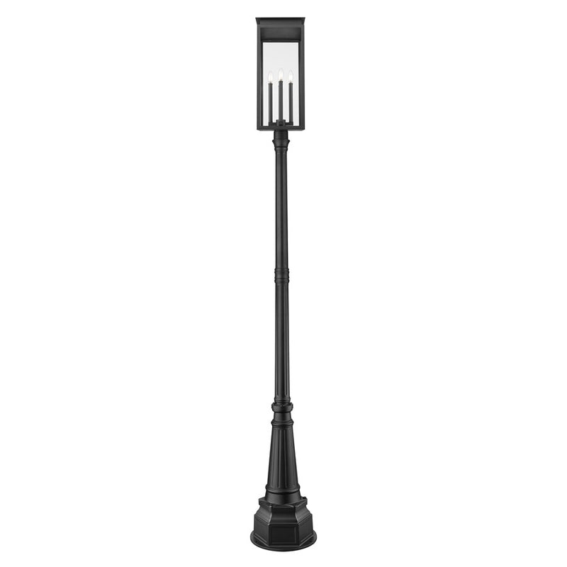 Z-Lite Nova 4 Light 14.25" Outdoor Post Mounted, Black/Clear