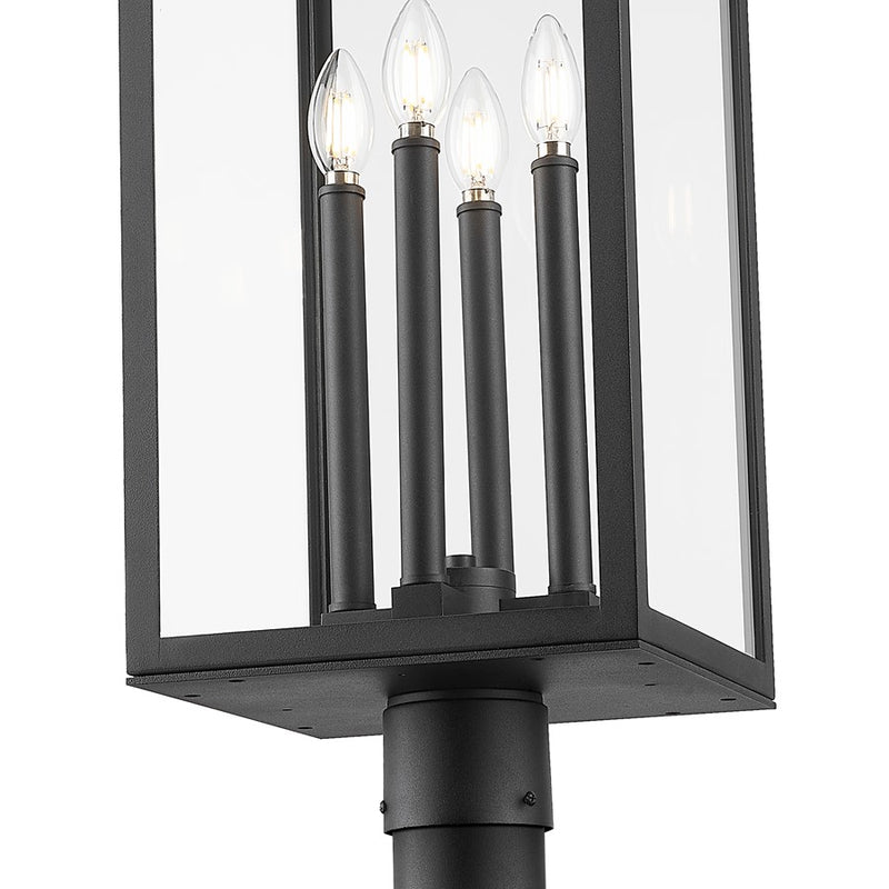 Z-Lite Nova 4 Light 14.25" Outdoor Post Mounted, Black/Clear