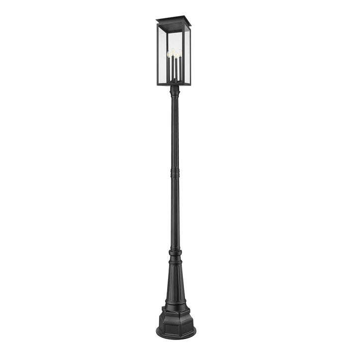 Z-Lite Nova 4 Light 14.25" Outdoor Post Mounted, Black/Clear