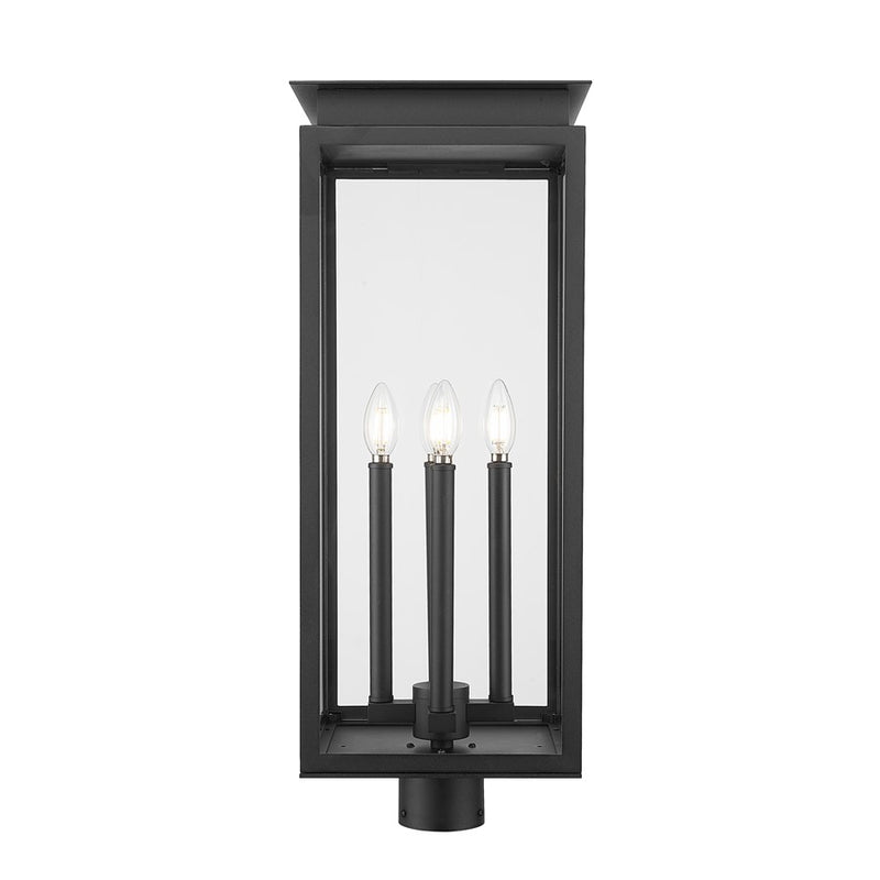 Z-Lite Nova 4 Light 10.5" Outdoor Post Mount/Round, Black/Clear