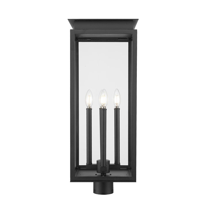 Z-Lite Nova 4 Light 10.5" Outdoor Post Mount/Round, Black/Clear