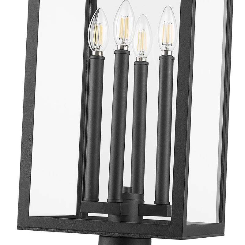Z-Lite Nova 4 Light 10.5" Outdoor Post Mount/Round, Black/Clear